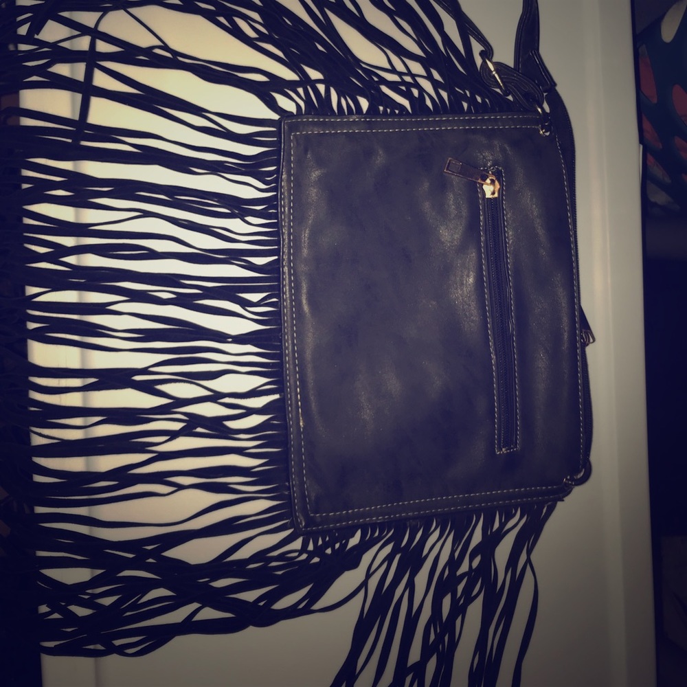Off the shoulder black/ gold tassel purse